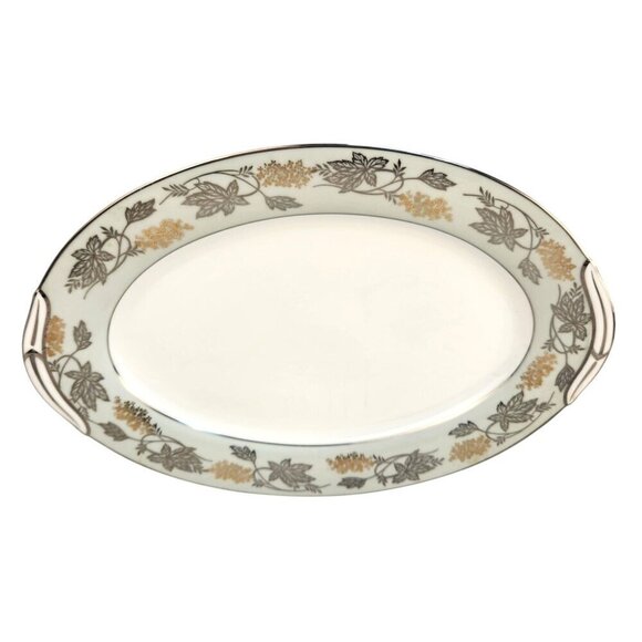 Noritake 5487  Japan Art Deco Oval Serving Platter With Floral & Gold Trim - Picture 1 of 8